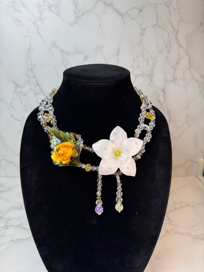 Domingo Eternal Rose – Real Yellow Rose & White Plumeria in UV Resin | Handmade Floral Jewelry | Made in USA