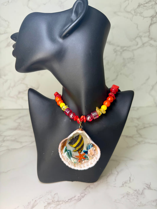 Swimming Spadefish Shell Necklace - Encapsulated in Real Shell with UV Resin