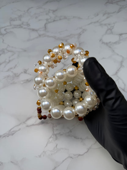 Terra-Pearl & Gold Seashell Charm Purse