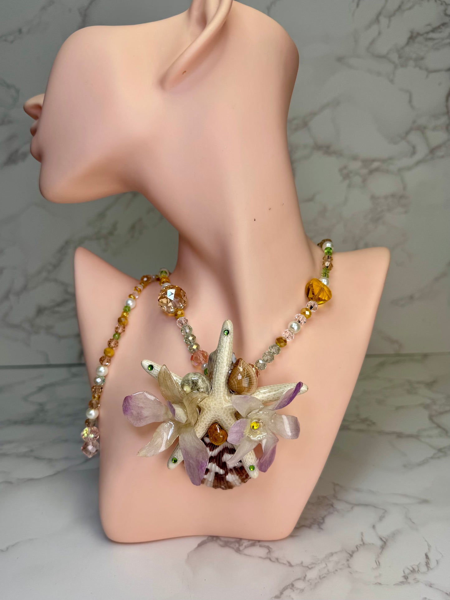 Olivia Real Starfish & Preserved Flower Necklace | Convertible Hair Clip | Handmade Ocean & Botanical Jewelry