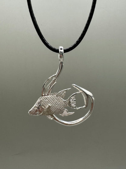 Hogfish And Hook Necklace, 925 Sterling Silver