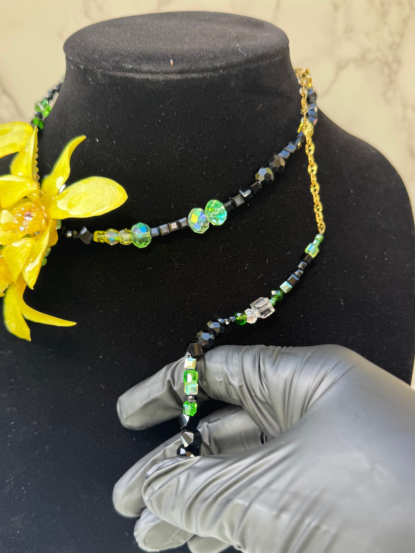 Blushing Golden Trinity Orchid Triple Mini Orchid Flower Jewelry – Necklace, Hair Clip & Brooch | Handmade Floral Jewelry