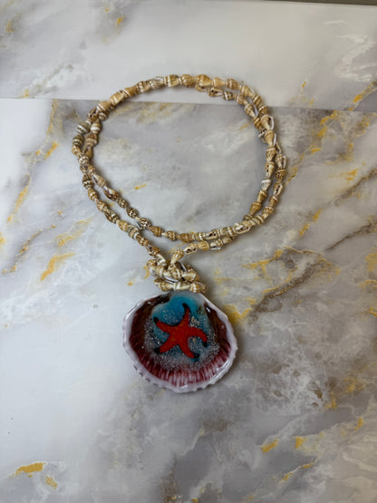 Cute StarFish Necklace Resin‑Encased Shell Collection Shell Necklaces, Epoxy Resin Necklace
