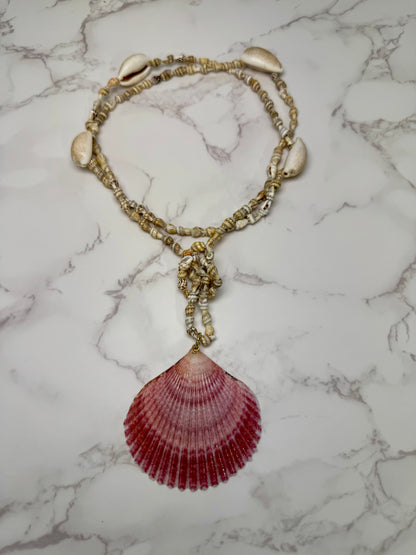 Set Beautiful Orange StarFish Necklace “Shorelight” – Orange Starfish in Shell with UV Resin Necklace