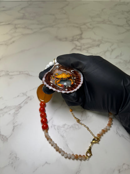 Yellow Crab Shell Necklace - Encapsulated in Real Shell with UV Resin