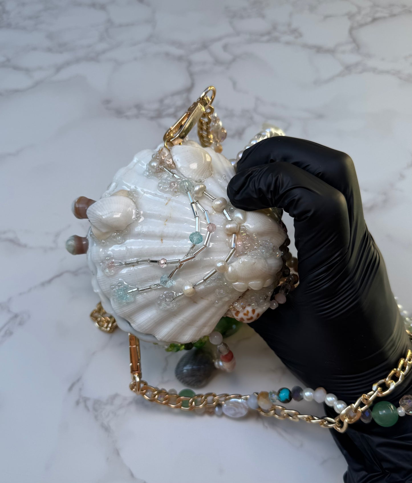 Aqua-Mermaid Seashell Treasure Purse