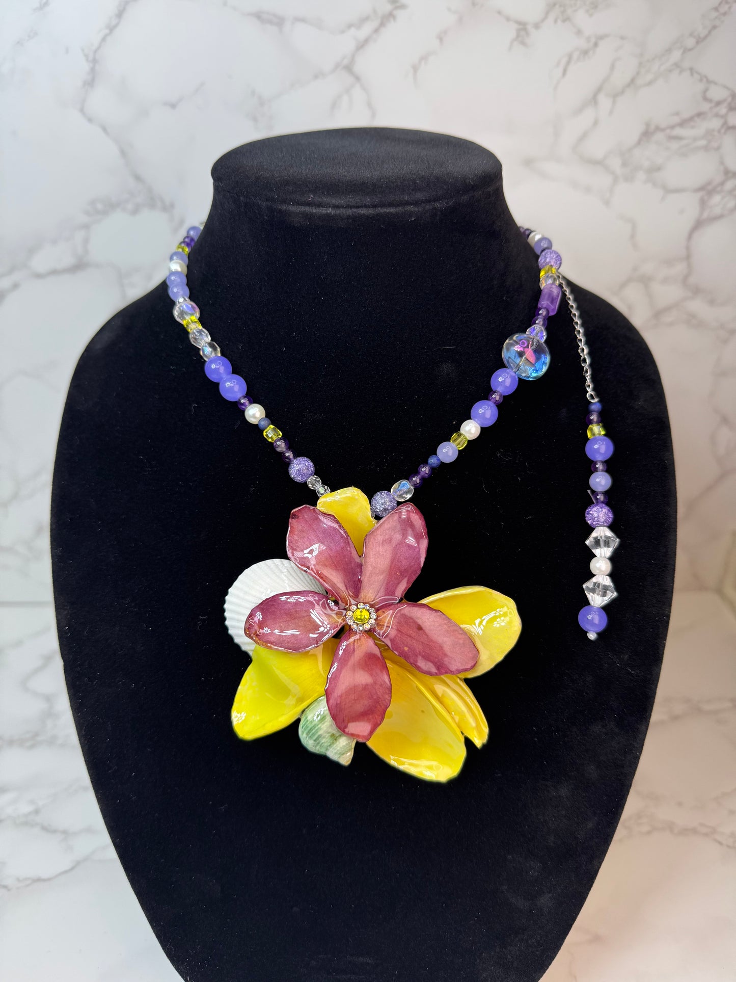 Summer Real Starfish & Preserved Flower Necklace Handmade Ocean & Botanical Jewelry