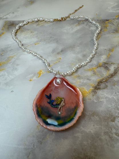 Stunning Mermaid Necklace Resin‑Encased Shell Collection Shell Necklaces, Epoxy Resin Necklace