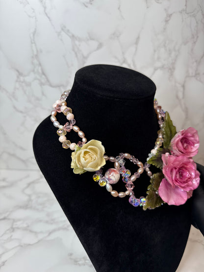 Love Eternal Rose – Real pink Roses in UV Resin & Freshwater Pearl Necklace | Handmade Floral Jewelry | Made in USA