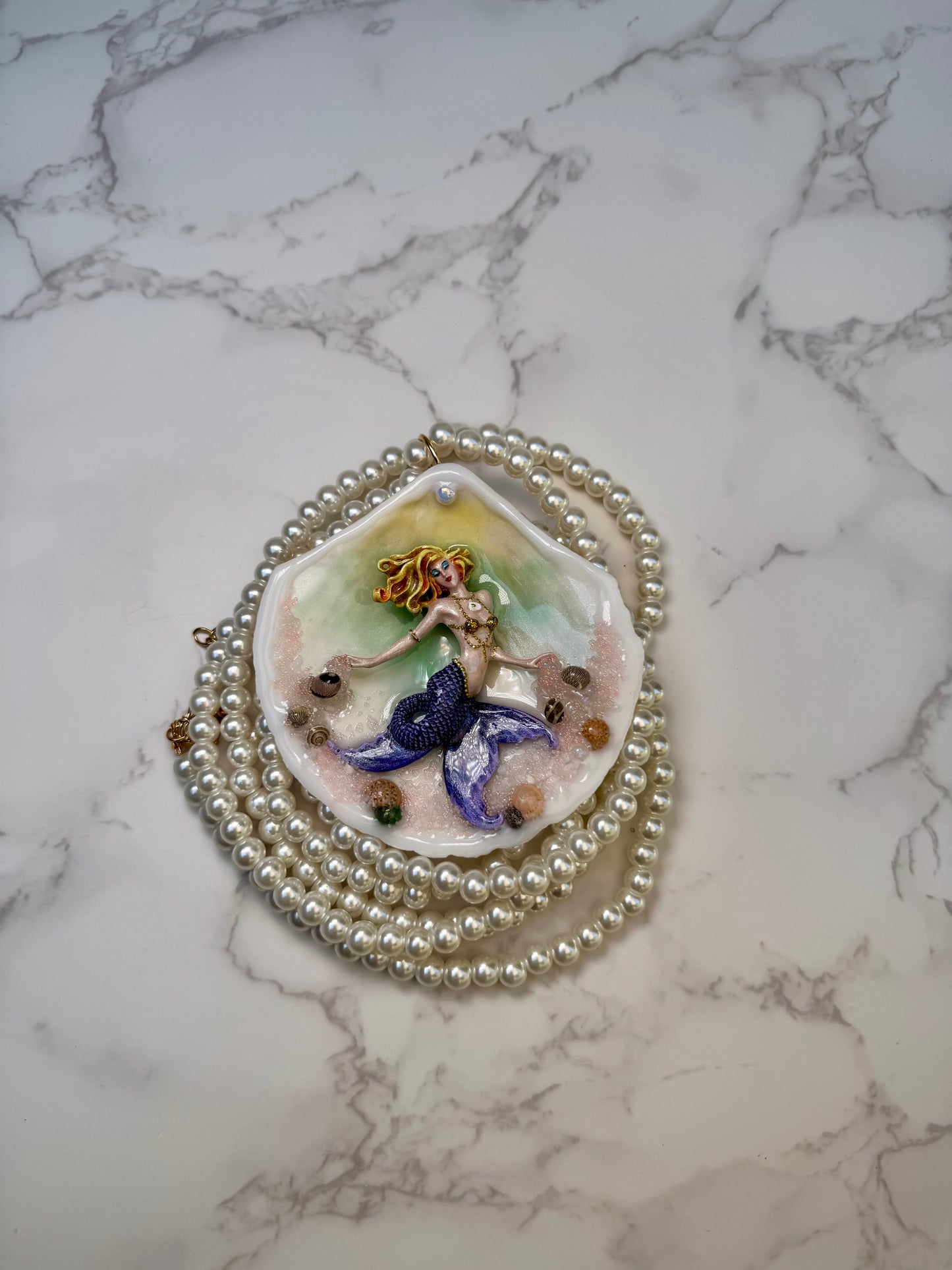 Tuesday Ocean Mermaid Necklace | Handmade Seashell Jewelry | Brass Shell Accents | One-of-a-Kind Coastal Art