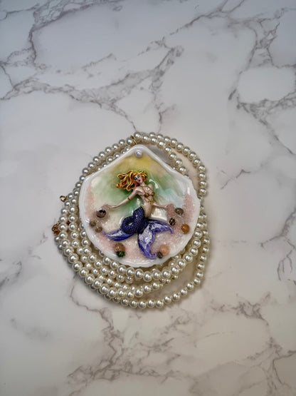 Tuesday Ocean Mermaid Necklace | Handmade Seashell Jewelry | Brass Shell Accents | One-of-a-Kind Coastal Art