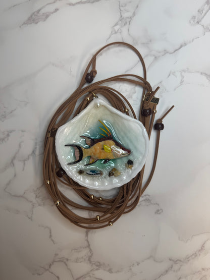 Pez Perro Handmade Necklace Encapsulated in Real Shell with UV Resin Epoxy