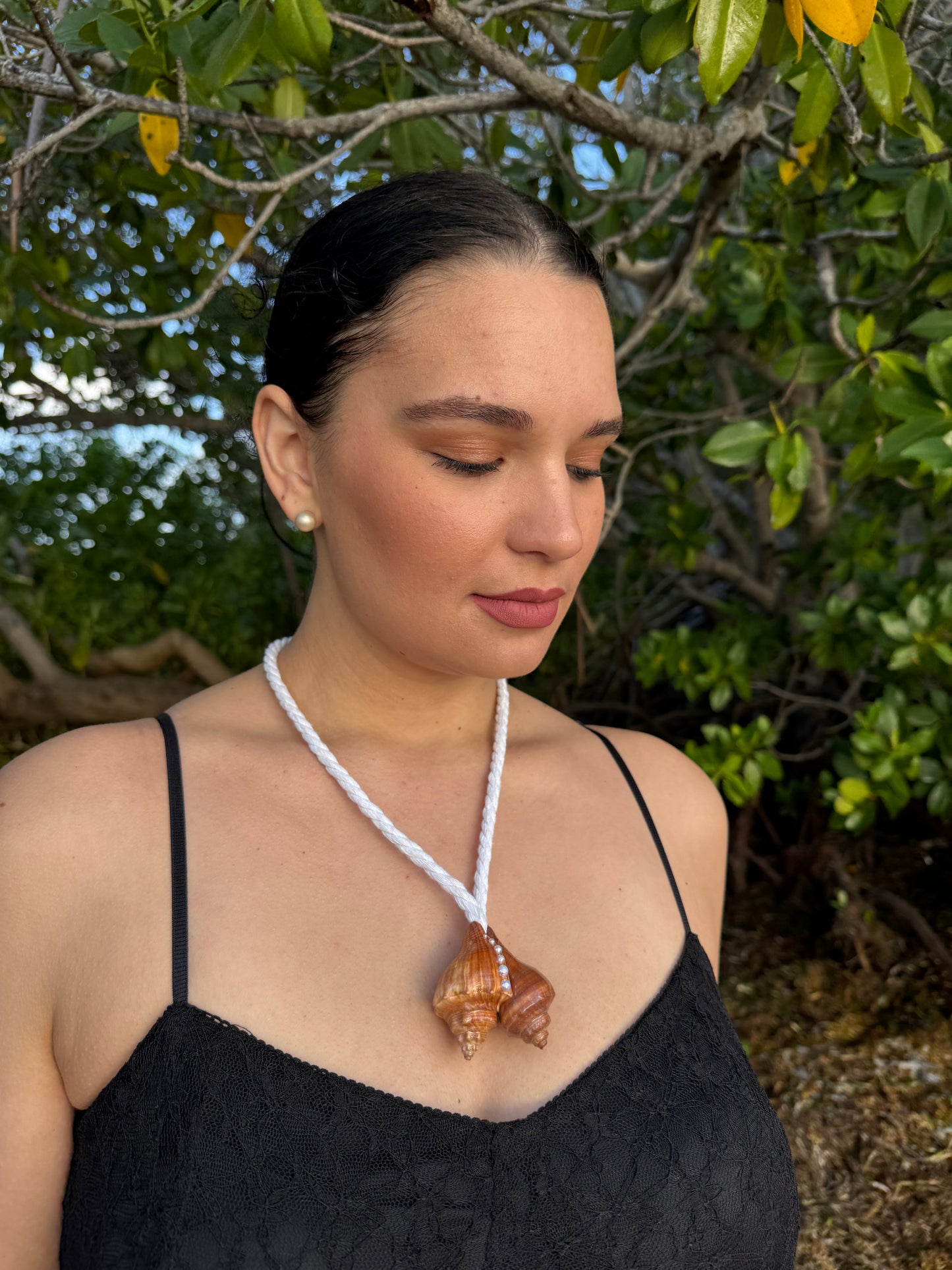 Sunset Seashell Pearl Necklace