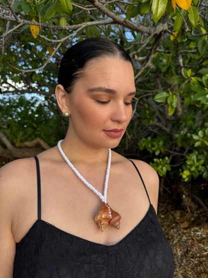 Sunset Seashell Pearl Necklace