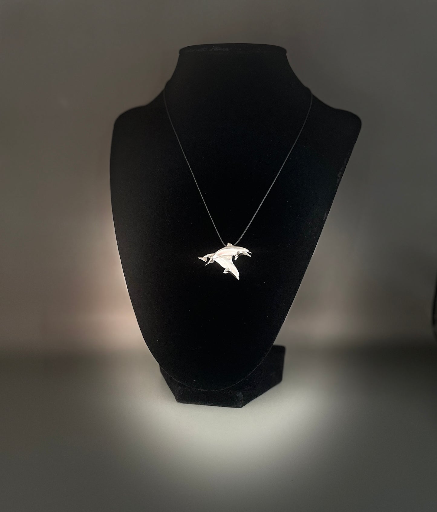 Two Swimming Dolphins Necklace – Elegant 925 Sterling Silver Pendant, Featuring Dolphins in Motion, Perfect for Ocean and Marine Life Lovers, Unique Handmade Jewelry for Sea Enthusiasts, Made in USA