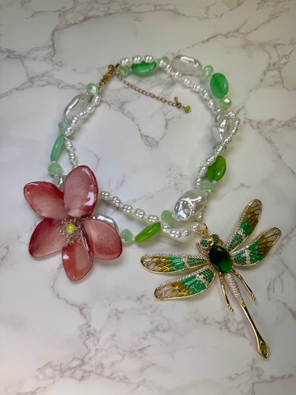 Blossom Reverie Dragonfly Red-and-pink flower centerpiece