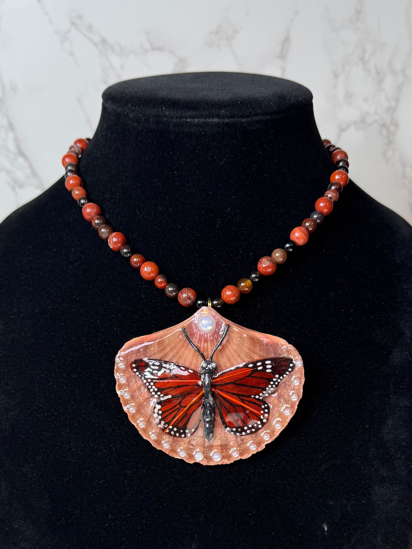 First Flight Natural Seashell Butterfly Necklace | Handmade Coastal Jewelry | UV Resin Ocean Art