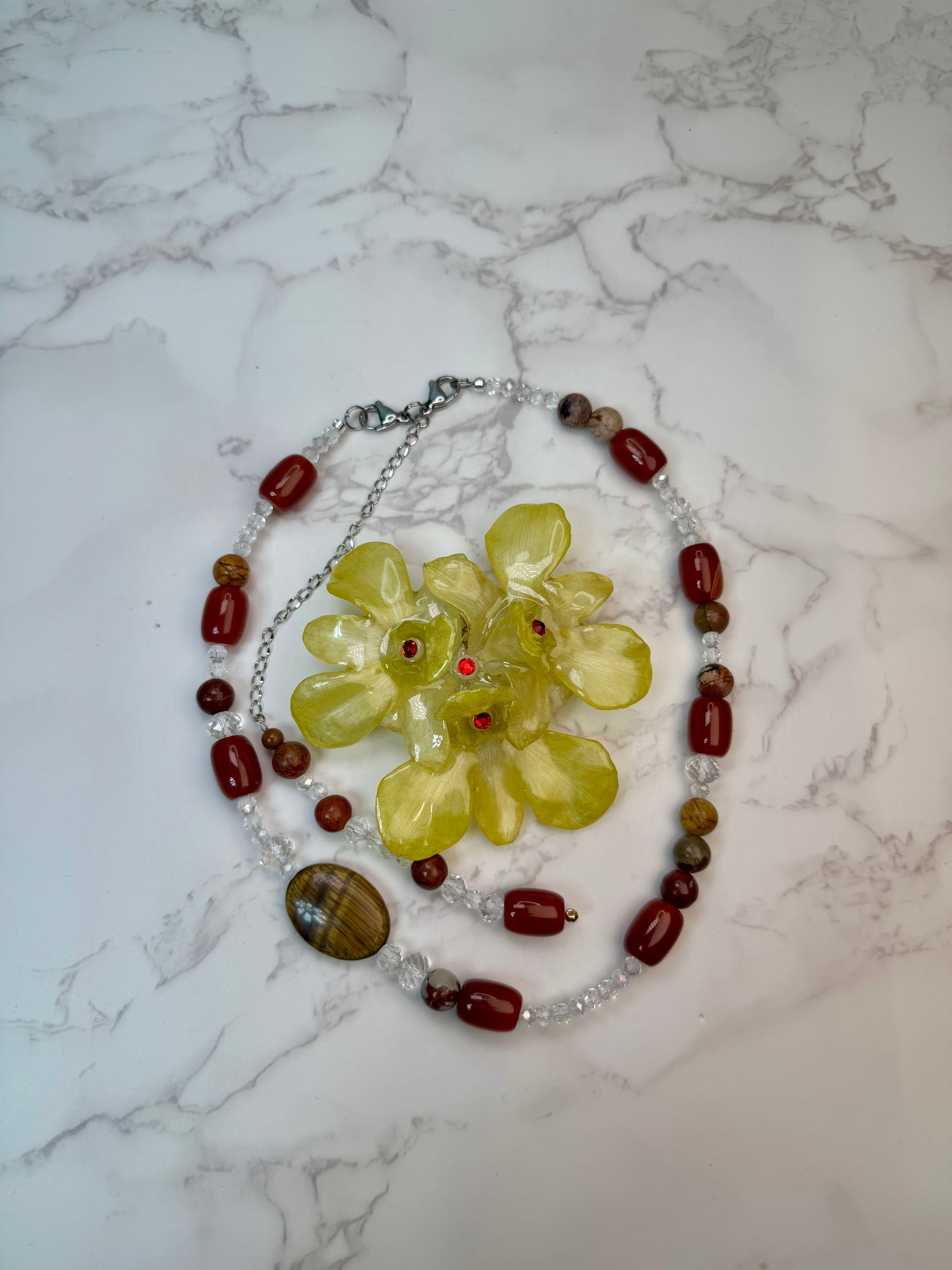 Luz Real Preserved Flower Necklace & Hair Clip | Handmade Botanical Jewelry | Multifunctional Floral Art