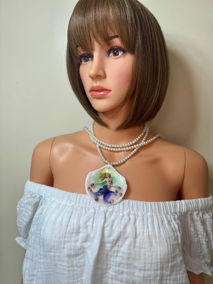Tuesday Ocean Mermaid Necklace | Handmade Seashell Jewelry | Brass Shell Accents | One-of-a-Kind Coastal Art