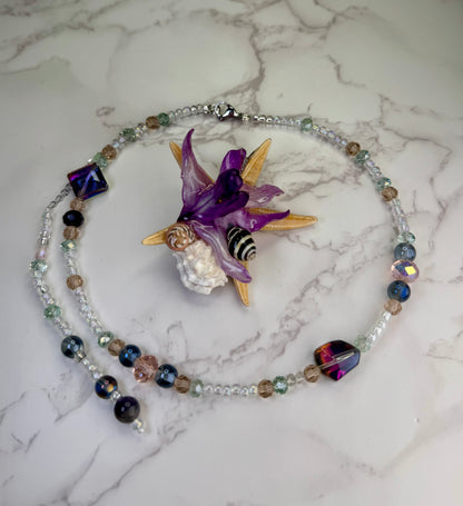Amelia Real Starfish & Preserved Flower Necklace | Convertible Hair Clip | Handmade Ocean & Botanical Jewelry