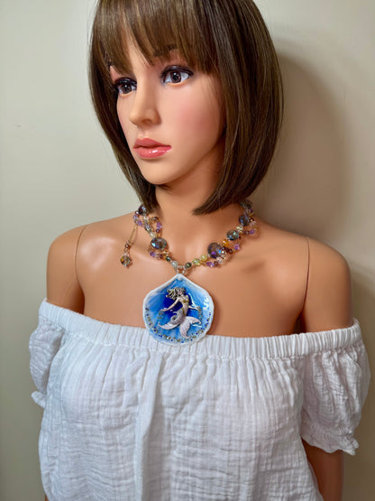 Saturday Ocean Mermaid Necklace | Handmade Seashell Jewelry | Brass Shell Accents | One-of-a-Kind Coastal Art