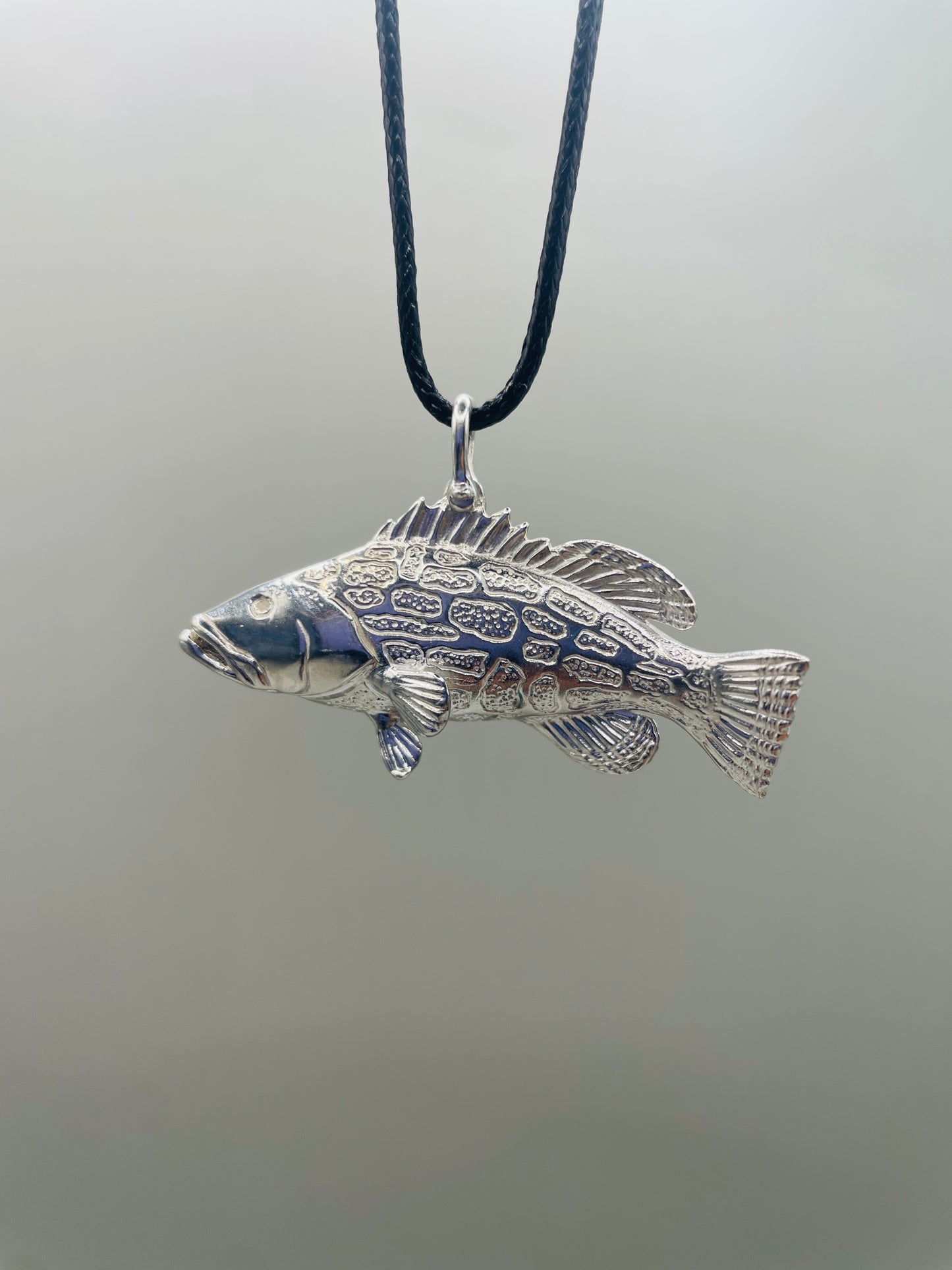 Grouper Fish Necklace, 925 Sterling Silver