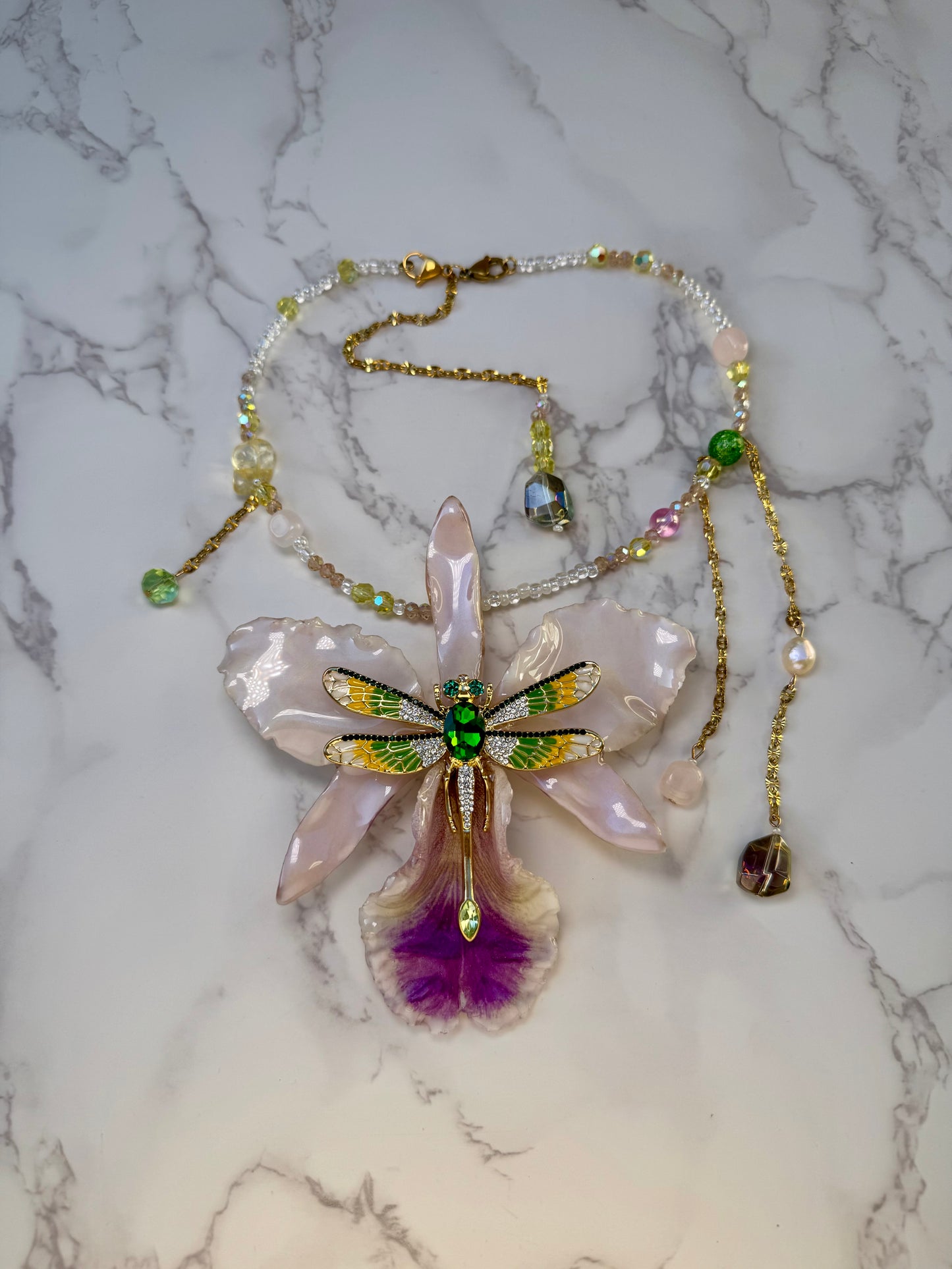 Cattleya Dragonfly Elegance Necklace