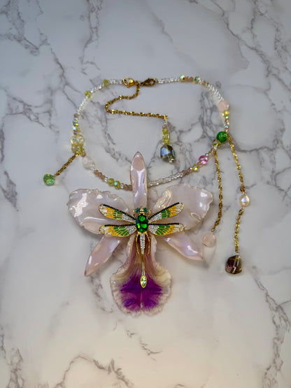 Cattleya Dragonfly Elegance Necklace