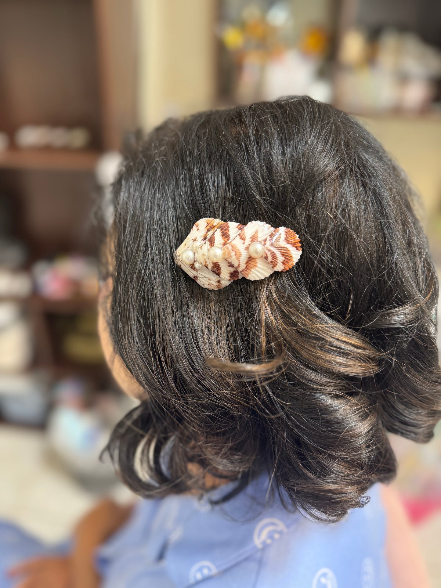 Brown Striped Conch Hair Pin