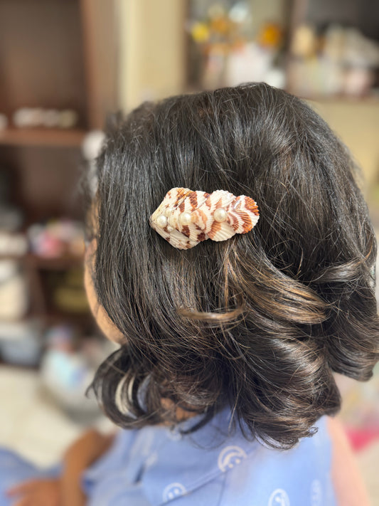 Brown Striped Conch Hair Pin