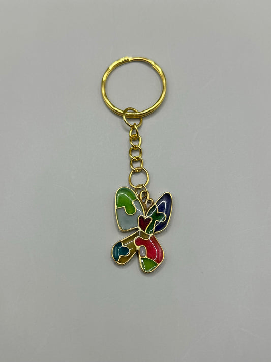 Autism Acceptance Keychain, Brass, Epoxy Resin