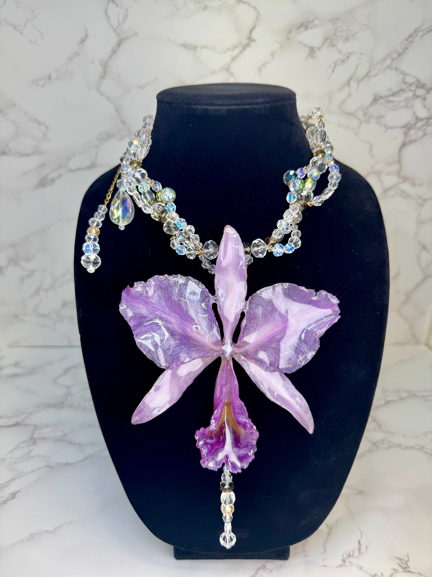 Reina Purple Real Cattleya Orchid Necklace | Handmade Flower Jewelry | Botanical Statement Pendant