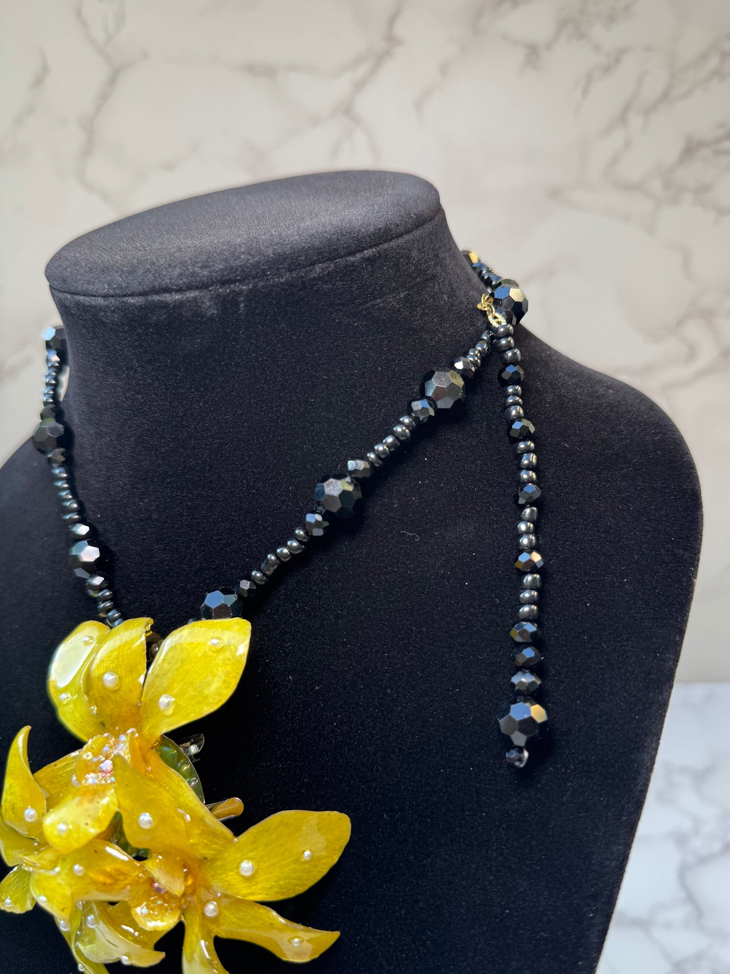 Golden Orchid Noir Necklace