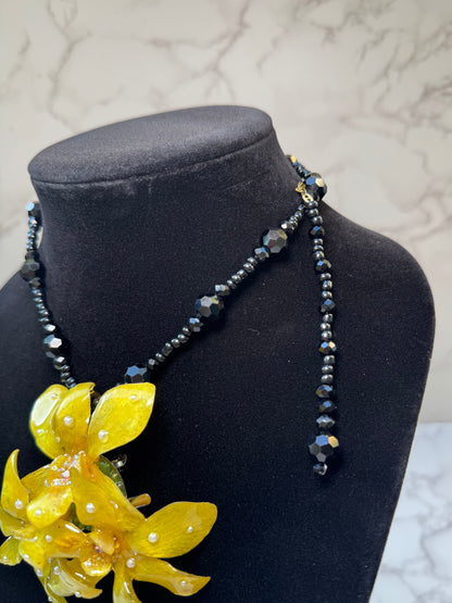 Golden Orchid Noir Necklace