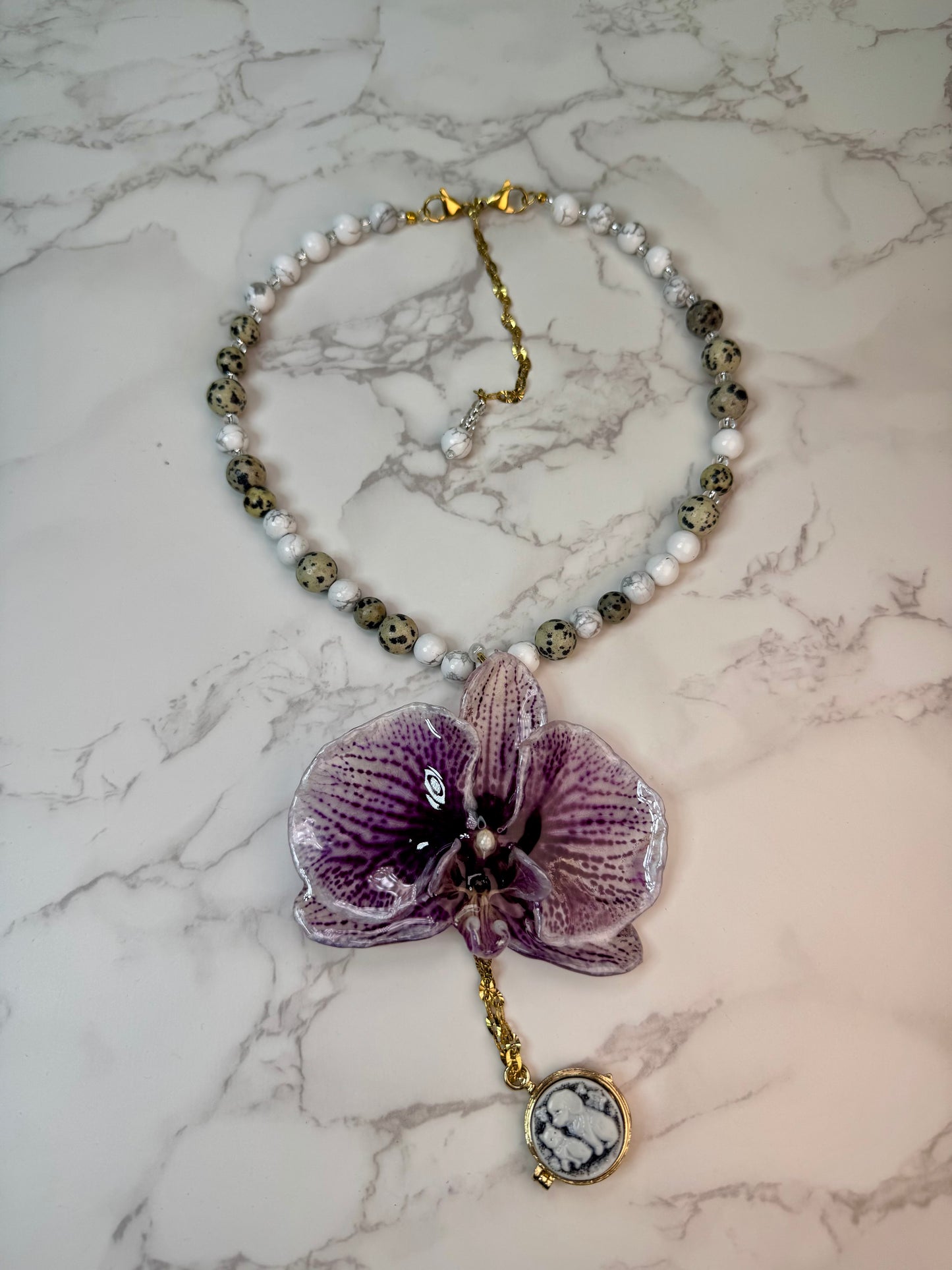 Isabella Purple Real Orchid Necklace | Handmade Flower Jewelry | Botanical Statement Pendant
