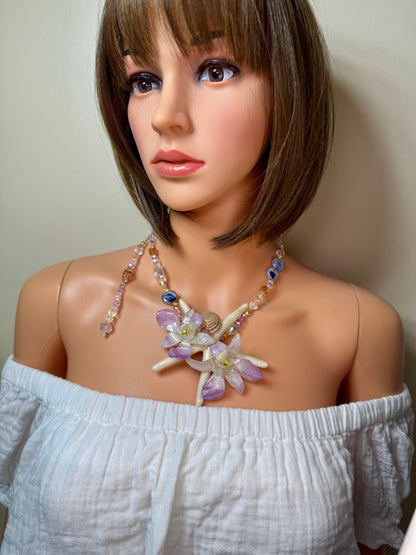 March Real Starfish & Preserved Flower Necklace | Convertible Hair Clip | Handmade Ocean & Botanical Jewelry