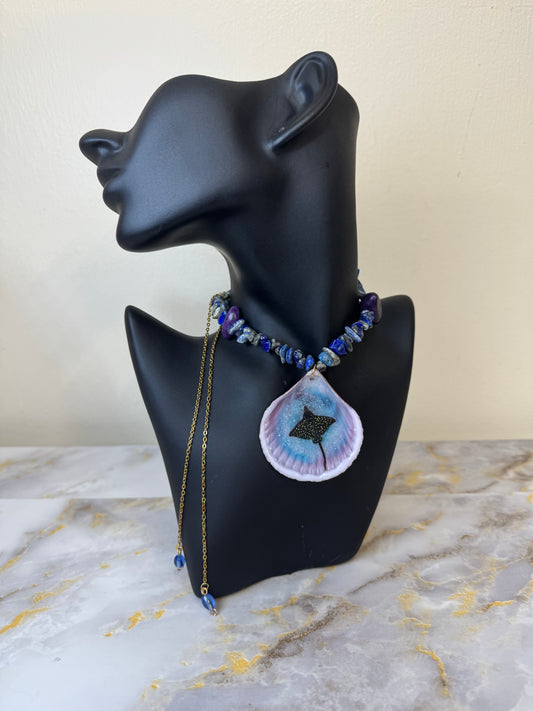 Spotted Eagle Ray Necklace Resin‑Encased Shell Collection Shell Necklaces, Epoxy Resin Necklace