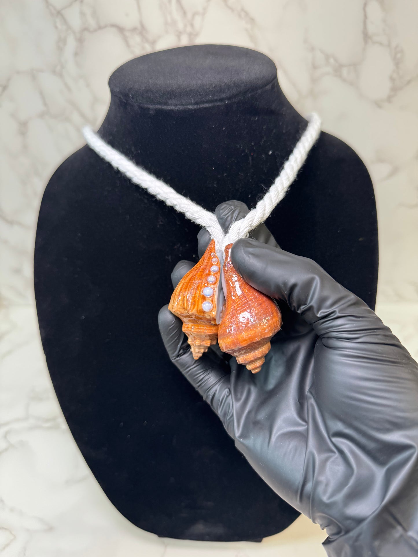 Sunset Seashell Pearl Necklace