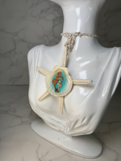 Starfish & Seahorses Ocean Pendant – Real Shell Encapsulated in UV Resin