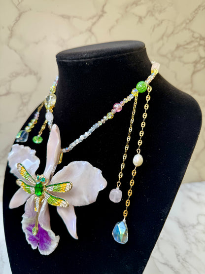 Cattleya Dragonfly Elegance Necklace