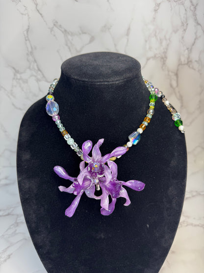 Eloisa Real Preserved Flower Necklace & Hair Clip | Handmade Botanical Jewelry | Multifunctional Floral Art