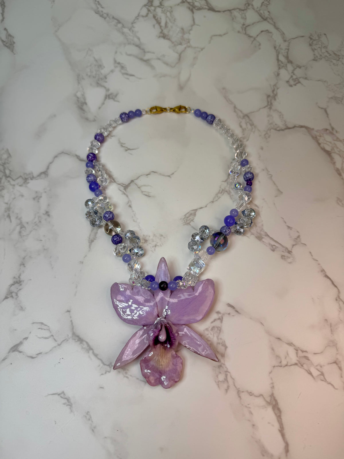 Serena Purple Real Cattleya Orchid Necklace | Handmade Flower Jewelry | Botanical Statement Pendant