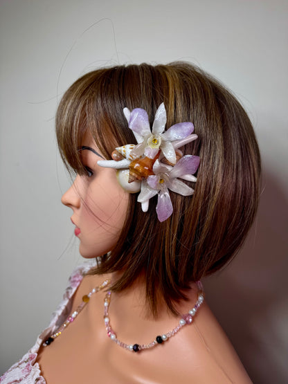 Isabella Real Starfish & Preserved Flower Necklace | Convertible Hair Clip | Handmade Ocean & Botanical Jewelry