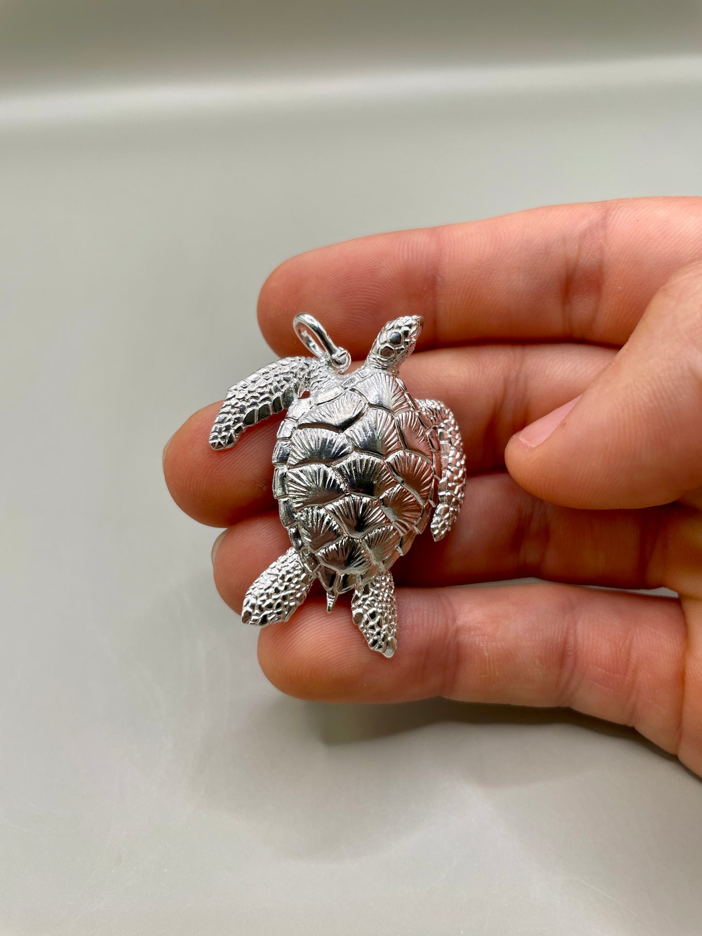 Sea Turtle Necklace, 925 Silver, 3D Pendant