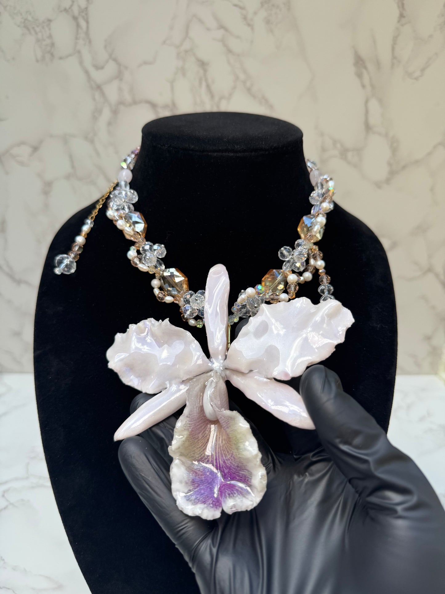 Real Cattleya Orchid Necklace | Handmade Flower Jewelry | Botanical Statement Pendant
