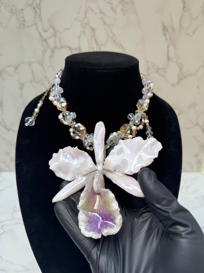 Real Cattleya Orchid Necklace | Handmade Flower Jewelry | Botanical Statement Pendant