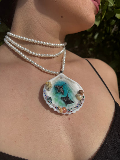 Manta Rayas Obispos  Shell Necklace - Encapsulated in Real Shell with UV Resin