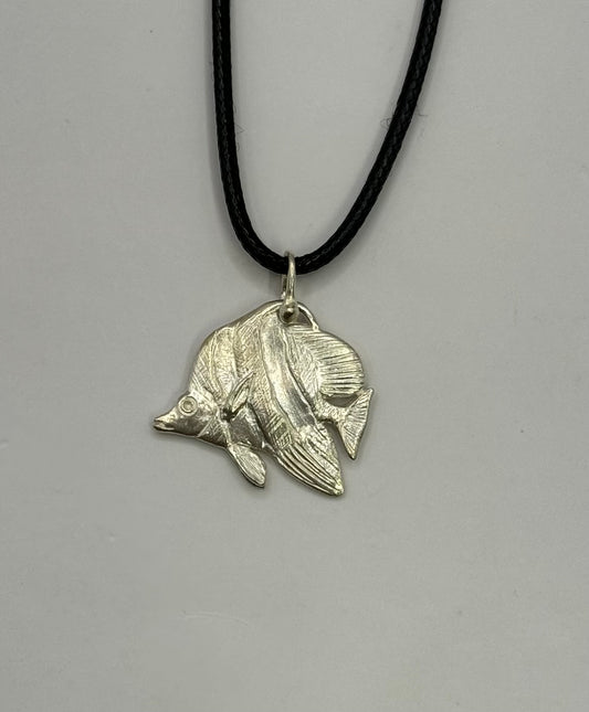 Moorish Idol Fish Necklace, 925 Sterling Silver