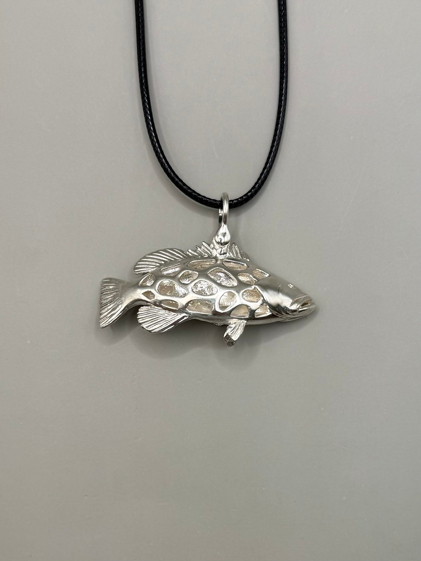 Grouper Fish Necklace, 925 Sterling Silver