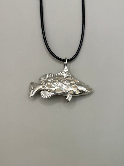 Grouper Fish Necklace, 925 Sterling Silver